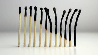 A row of matches, each one burned a little more than the last